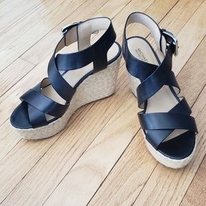 Michael Kors black strappy wedge